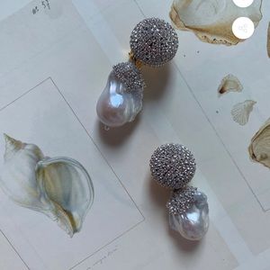 Rebecca de Ravenel Pearl Drop Crystal Earrings